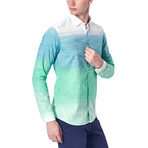 Lined Gradient Button-Up Shirt // Green (L)