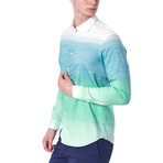 Lined Gradient Button-Up Shirt // Green (L)