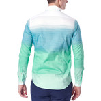 Lined Gradient Button-Up Shirt // Green (M)