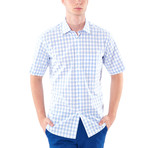 Outlined Plaid Short-Sleeve Button-Up Shirt // Blue (M)