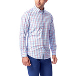 Grid Pattern Button-Up Shirt // Red + Light Blue (XL)