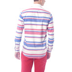 Large Line Button-Up Shirt // Red + Blue (L)