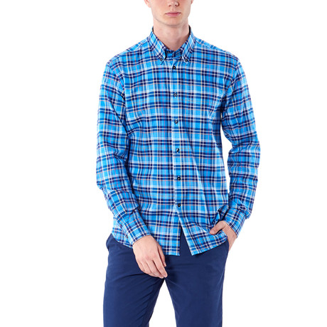 Plaid Button-Up Shirt // Blue (S)