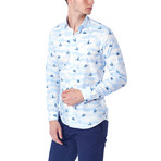 Ship Pattern Button-Up Shirt // Blue (XL)