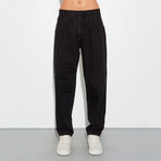 Pleated Baggy Jeans // Black (27)
