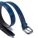 Crosshatched Leather Belt // Navy (44")