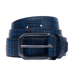 Crosshatched Leather Belt // Navy (40")