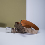 Basket Weave Printed Leather Belt // Taupe (36")