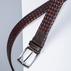 Basket Weave Leather Belt // Cognac (34")