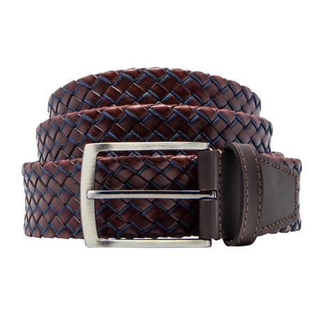 Basket Weave Leather Belt // Cognac (30")