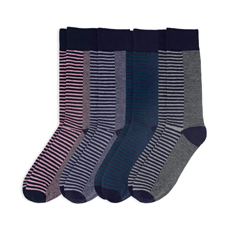 Line Em Up Dress Socks // Pack of 4 // Multicolor