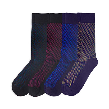 Geo Heather Dress Socks // Pack of 4 // Multicolor