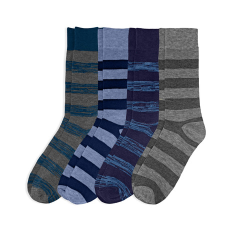 Rugby Stripe Dress Socks // Pack of 4 // Multicolor
