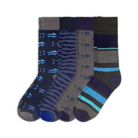 Deep Blue Socks // Pack of 4 // Multicolor
