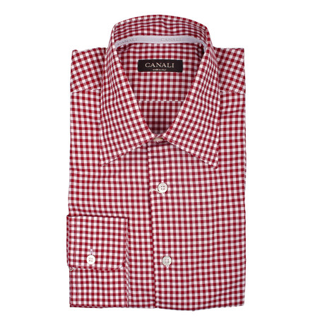Modern Fit Check Dress Shirt // Red (XS)