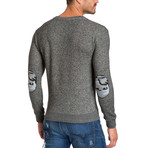 Crew Neck Sweater + Camouflage Elbow Patch // Charcoal (XL)