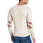 Crew Neck Sweater + Camouflage Elbow Patch // Tan (S)