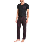 Lightening Bolts Pajama Set // Black + Red (XL)