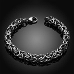 Stainless Steel Roman Classic Byzantine Bracelet // Silver