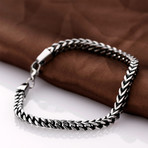 Stainless Steel Cobra Snake Wheat Chain Link Bracelet // Silver