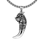 Stainless Steel Saber Tooth Pendant Necklace // Silver