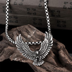 Stainless Steel Mystic Flying Hawk Pendant Necklace