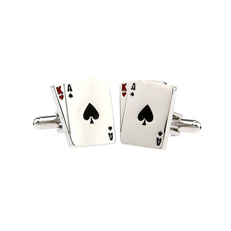Duo Cards Cufflinks // Silver