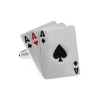 Triple Cards Cufflinks // Silver