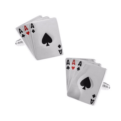 Triple Cards Cufflinks // Silver