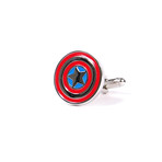 Captain America Cufflinks // Silver + Red + Blue