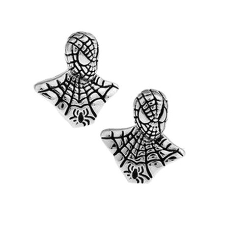 Spiderman Bust Cufflinks // Silver + Black
