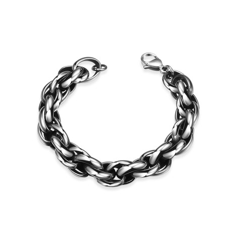 Stainless Steel Chunky Wide Link Bracelet // Silver
