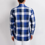 Joshua Plaid Button-Up Shirt // Dark Blue + Blue (Small)