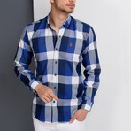 Joshua Plaid Button-Up Shirt // Dark Blue + Blue (Large)