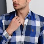 Joshua Plaid Button-Up Shirt // Dark Blue + Blue (X-Large)