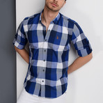 Joshua Plaid Button-Up Shirt // Dark Blue + Blue (Small)