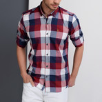 Joshua Plaid Button-Up Shirt // Dark Blue + Burgundy (3X-Large)