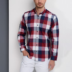 Joshua Plaid Button-Up Shirt // Dark Blue + Burgundy (Large)
