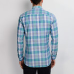G663 Plaid Button-Up Shirt // Blue + Teal (L)