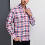 G663 Plaid Button-Up Shirt // Pink (XL)