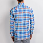 G663 Plaid Button-Up Shirt // Light Turquoise + Red (3XL)