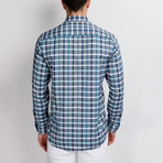 G664 Grid Button-Up Shirt // Dark Blue + Gray (S)