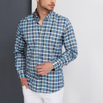 G664 Grid Button-Up Shirt // Dark Blue + Gray (2XL)