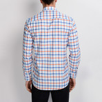 Cody Grid Button-Up Shirt // White + Indigo + Orange (Medium)