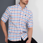 Cody Grid Button-Up Shirt // White + Indigo + Orange (Large)