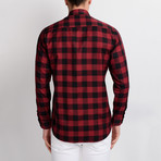 Antonio Checkered Button-Up Shirt // Black + Burgundy (Medium)