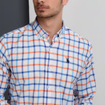 Cody Grid Button-Up Shirt // White + Indigo + Orange (Small)
