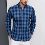 Jonah Button-Up Shirt // Dark Blue + Blue (2XL)