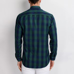 Antonio Checkered Button-Up Shirt // Dark Blue + Green (Small)