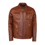 Slim-Fit Leather Jacket // Whiskey (M)